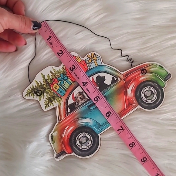 Wooden Rainbow Car Dogs Christmas Tree Labrador Collie Holiday Hanging Decor - Picture 10 of 10